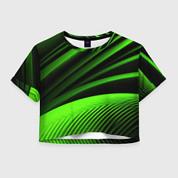 Футболка 3D укороченная женская Зеленый яркая текстура, цвет: 3D-принт