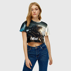Футболка 3D укороченная женская Fallout man game, цвет: 3D-принт — фото 2