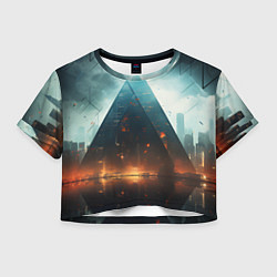 Футболка 3D укороченная женская Кибергород, цвет: 3D-принт