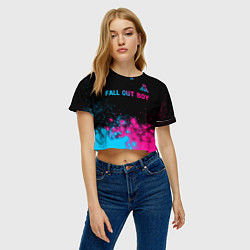 Футболка 3D укороченная женская Fall Out Boy - neon gradient: символ сверху, цвет: 3D-принт — фото 2