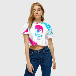 Футболка 3D укороченная женская David Bowie neon gradient style, цвет: 3D-принт — фото 2