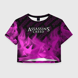Футболка 3D укороченная женская Assassins Creed pro gaming: символ сверху, цвет: 3D-принт