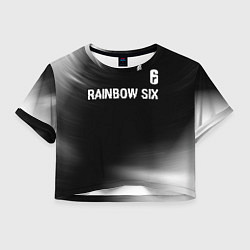 Футболка 3D укороченная женская Rainbow Six glitch на темном фоне: символ сверху, цвет: 3D-принт