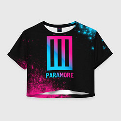 Футболка 3D укороченная женская Paramore - neon gradient, цвет: 3D-принт