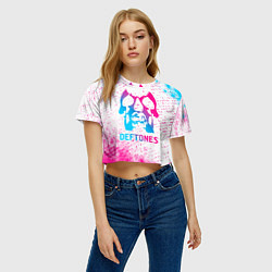 Футболка 3D укороченная женская Deftones neon gradient style, цвет: 3D-принт — фото 2