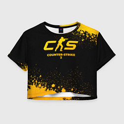Футболка 3D укороченная женская Counter-Strike 2 - gold gradient, цвет: 3D-принт