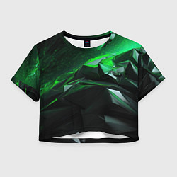 Футболка 3D укороченная женская Green abstract geometry, цвет: 3D-принт