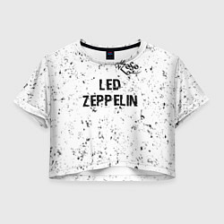 Футболка 3D укороченная женская Led Zeppelin glitch на светлом фоне посередине, цвет: 3D-принт