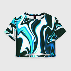 Женский топ Абстракция искажение белое с зелёным