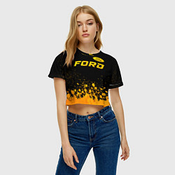 Футболка 3D укороченная женская Ford - gold gradient посередине, цвет: 3D-принт — фото 2