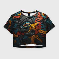 Футболка 3D укороченная женская Абстракция в этническом стиле, цвет: 3D-принт