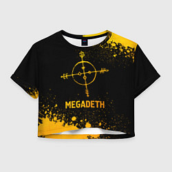 Футболка 3D укороченная женская Megadeth - gold gradient, цвет: 3D-принт