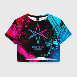 Футболка 3D укороченная женская Bring Me the Horizon - neon gradient, цвет: 3D-принт