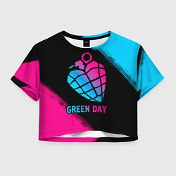 Футболка 3D укороченная женская Green Day - neon gradient, цвет: 3D-принт