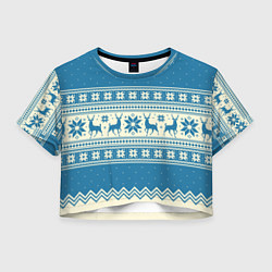 Женский топ Sweater with deer on a blue background