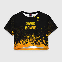 Футболка 3D укороченная женская David Bowie - gold gradient посередине, цвет: 3D-принт
