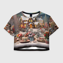 Женский топ Объемные новогодние домики