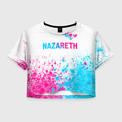 Футболка 3D укороченная женская Nazareth neon gradient style посередине, цвет: 3D-принт