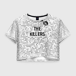 Футболка 3D укороченная женская The Killers glitch на светлом фоне посередине, цвет: 3D-принт
