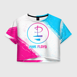 Футболка 3D укороченная женская Pink Floyd neon gradient style, цвет: 3D-принт