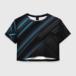 Футболка 3D укороченная женская Вихри темноты черного, цвет: 3D-принт