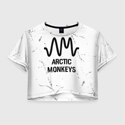 Футболка 3D укороченная женская Arctic Monkeys glitch на светлом фоне, цвет: 3D-принт