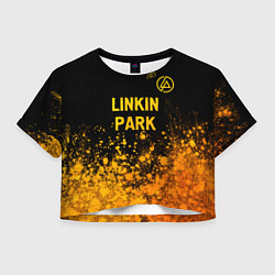 Футболка 3D укороченная женская Linkin Park - gold gradient посередине, цвет: 3D-принт