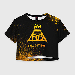 Футболка 3D укороченная женская Fall Out Boy - gold gradient, цвет: 3D-принт