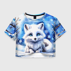 Женский топ Портрет мультяшного песца акварель