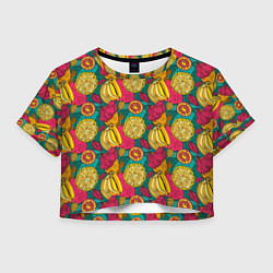 Футболка 3D укороченная женская Банановые грозди, цвет: 3D-принт