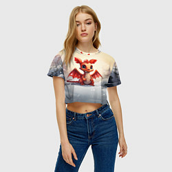 Футболка 3D укороченная женская Новогодний дракон 2024, цвет: 3D-принт — фото 2