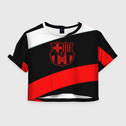 Футболка 3D укороченная женская Barcelona stripes sport, цвет: 3D-принт