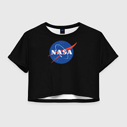 Футболка 3D укороченная женская NASA logo space, цвет: 3D-принт
