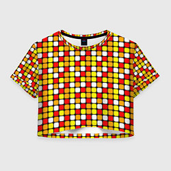 Женский топ Красные, жёлтые и белые квадраты