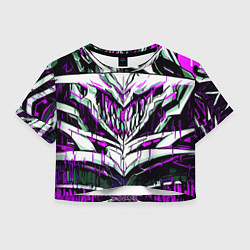 Футболка 3D укороченная женская Зубы монстра фиолетовые, цвет: 3D-принт