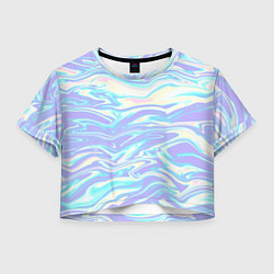 Футболка 3D укороченная женская Абстрактные извилистые линии, цвет: 3D-принт