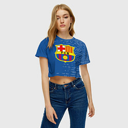Футболка 3D укороченная женская Футбольный клуб Барселона - логотип крупный, цвет: 3D-принт — фото 2