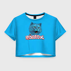 Футболка 3D укороченная женская Roblox синий кот, цвет: 3D-принт