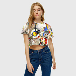 Футболка 3D укороченная женская Кандинский картина - шумная акварель, цвет: 3D-принт — фото 2