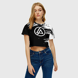 Футболка 3D укороченная женская Linkin Park - black and white, цвет: 3D-принт — фото 2