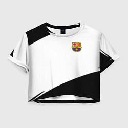 Футболка 3D укороченная женская Barcelona краски чёрные спорт, цвет: 3D-принт
