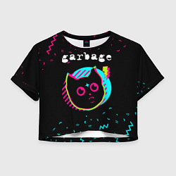 Футболка 3D укороченная женская Garbage - rock star cat, цвет: 3D-принт