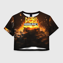 Футболка 3D укороченная женская Minecraft огненный куб, цвет: 3D-принт