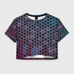 Футболка 3D укороченная женская Sport шестигранники, цвет: 3D-принт
