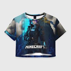 Футболка 3D укороченная женская Minecraft cyberpunk woman, цвет: 3D-принт