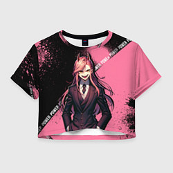 Футболка 3D укороченная женская Человек бензопила - Пауэр, цвет: 3D-принт