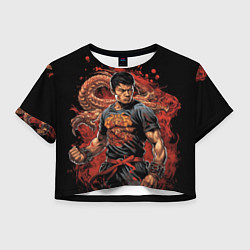 Футболка 3D укороченная женская Муай-Тай боец с драконом, цвет: 3D-принт