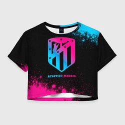 Футболка 3D укороченная женская Atletico Madrid - neon gradient, цвет: 3D-принт