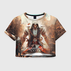 Футболка 3D укороченная женская Assassins creed большой город, цвет: 3D-принт
