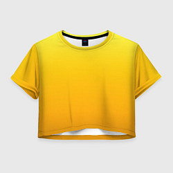 Футболка 3D укороченная женская Градиент насыщенный жёлтый, цвет: 3D-принт
